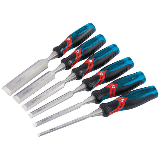 Draper Expert Soft Grip Pound Thru Bevel Edge Wood Chisel Set 140mm 6 Pc 70419
