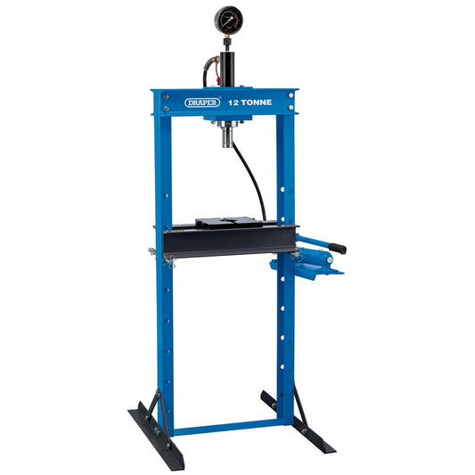 Draper Floor Press 12 Tonne With Gauge And Two Flat V Shaped Blocks 70539