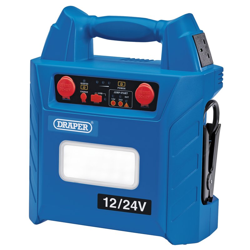 Draper 12/24V Jump Starter 3000A With AC/DC Inverter 12V Output Sockets 70554