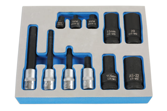 Laser Tools Brake Caliper Socket & Bit Set 11pc - for German Vehicles 7064
