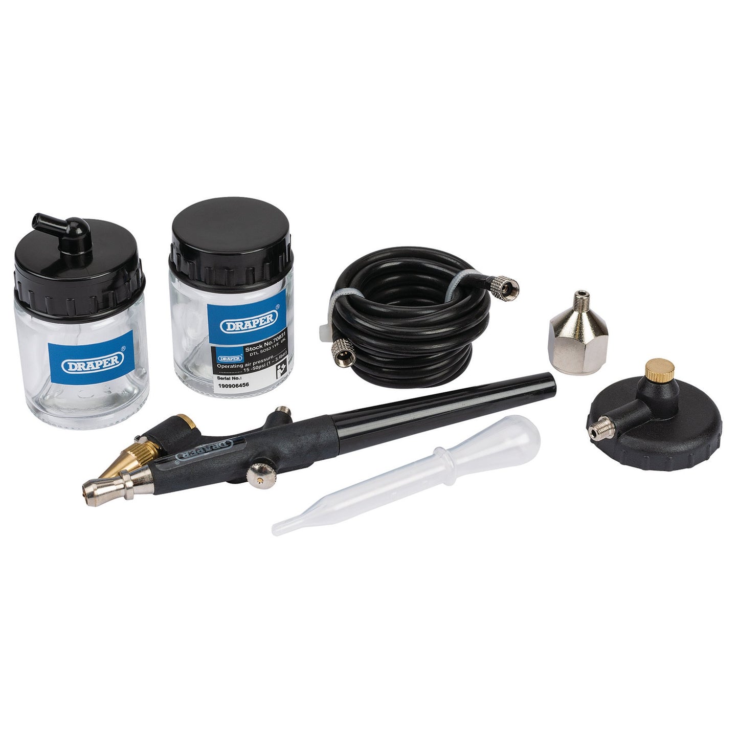 Draper Air Brush Kit 7 Piece Adjustable Spray Pattern From 6.3-12.7mm 70831