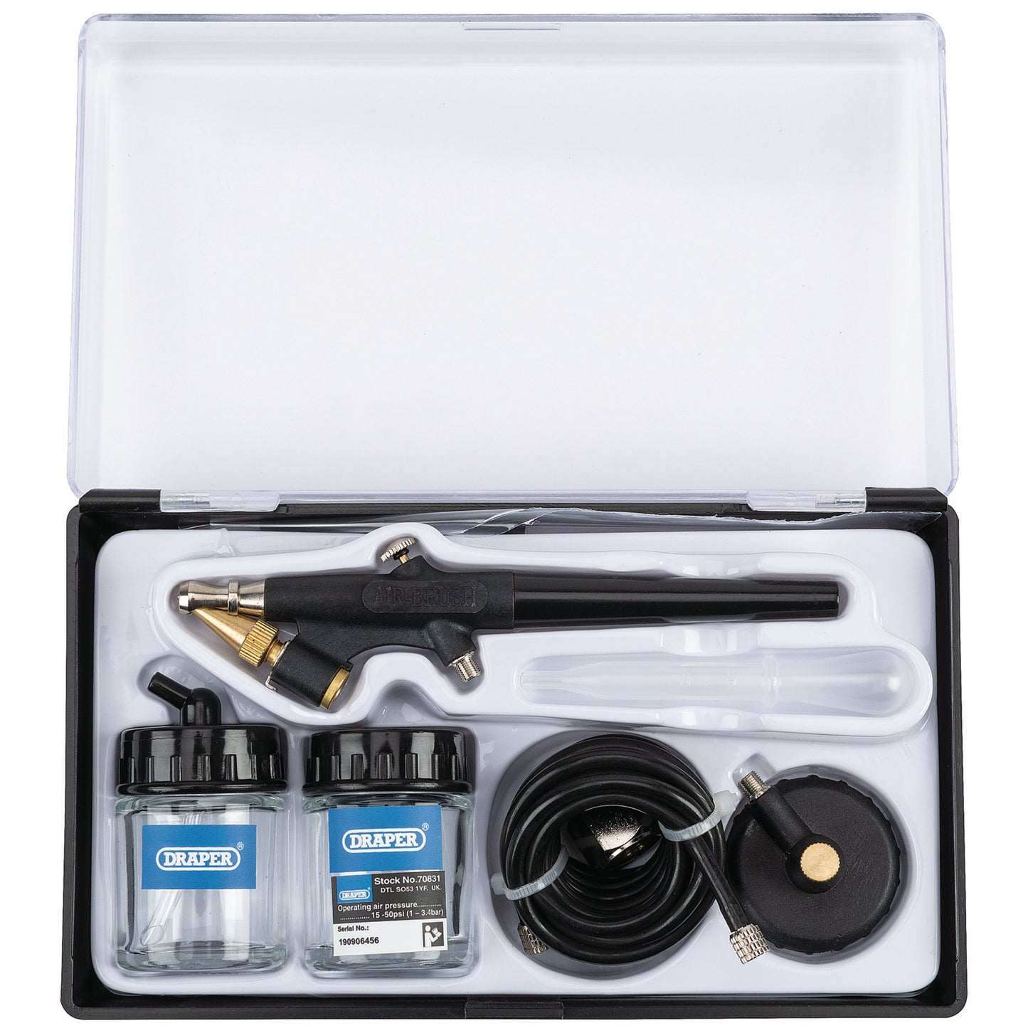 Draper Air Brush Kit 7 Piece Adjustable Spray Pattern From 6.3-12.7mm 70831
