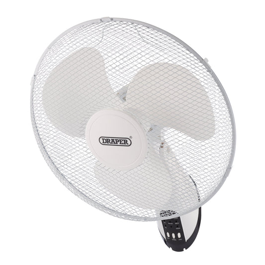 Draper 230V Oscillating Wall Mounted Fan Remote Control 16" 400mm 3 Speed 70975