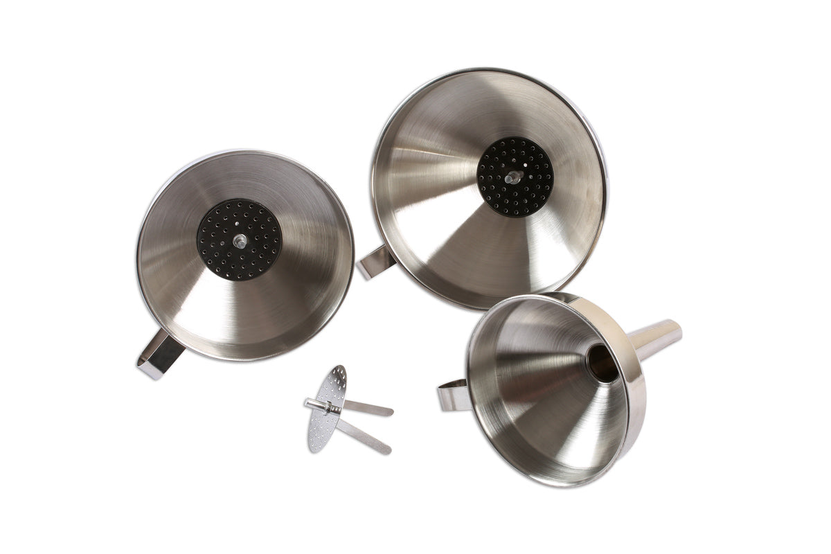 Laser Tools Stainless Steel Funnel Set 3pc 7099