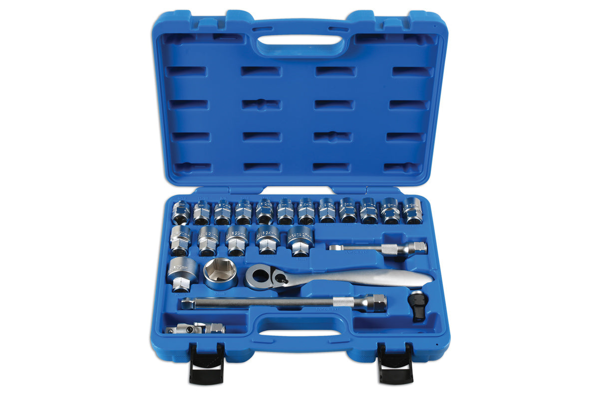 Laser Tools Low Profile Metric Dual Drive Socket Set 1/2"D 24pc 7103