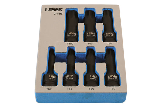 Laser Tools Long Impact Star Socket Bit Set 1/2"D 7pc 7119