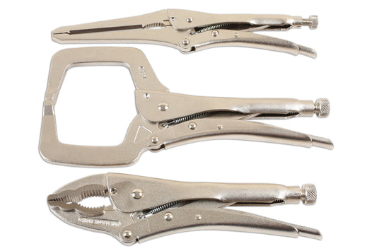 Laser Tools Locking Grip Wrench & Clamp Set 3pc 7129