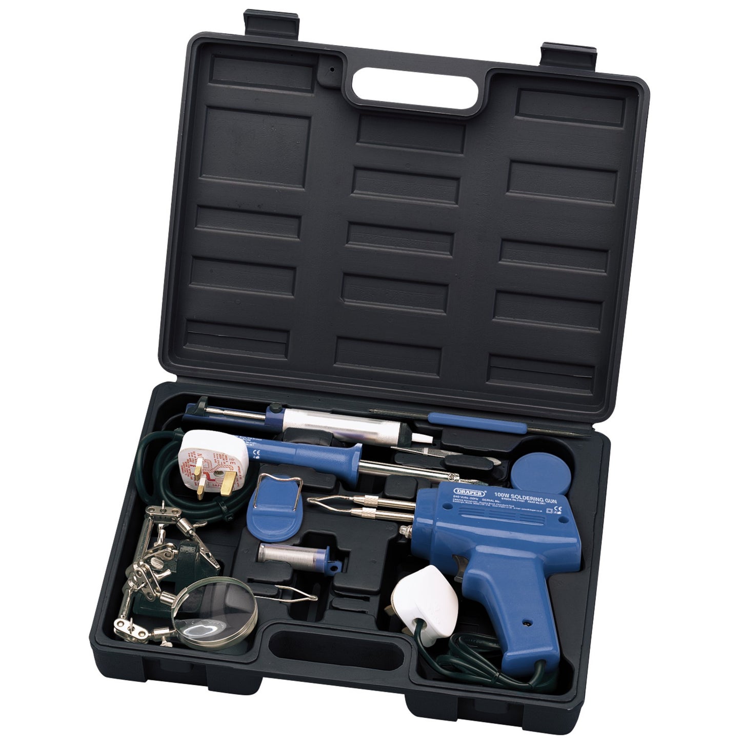 Draper 230V Soldering Kit 30W Iron 100W Gun With Accessories And Box 71421