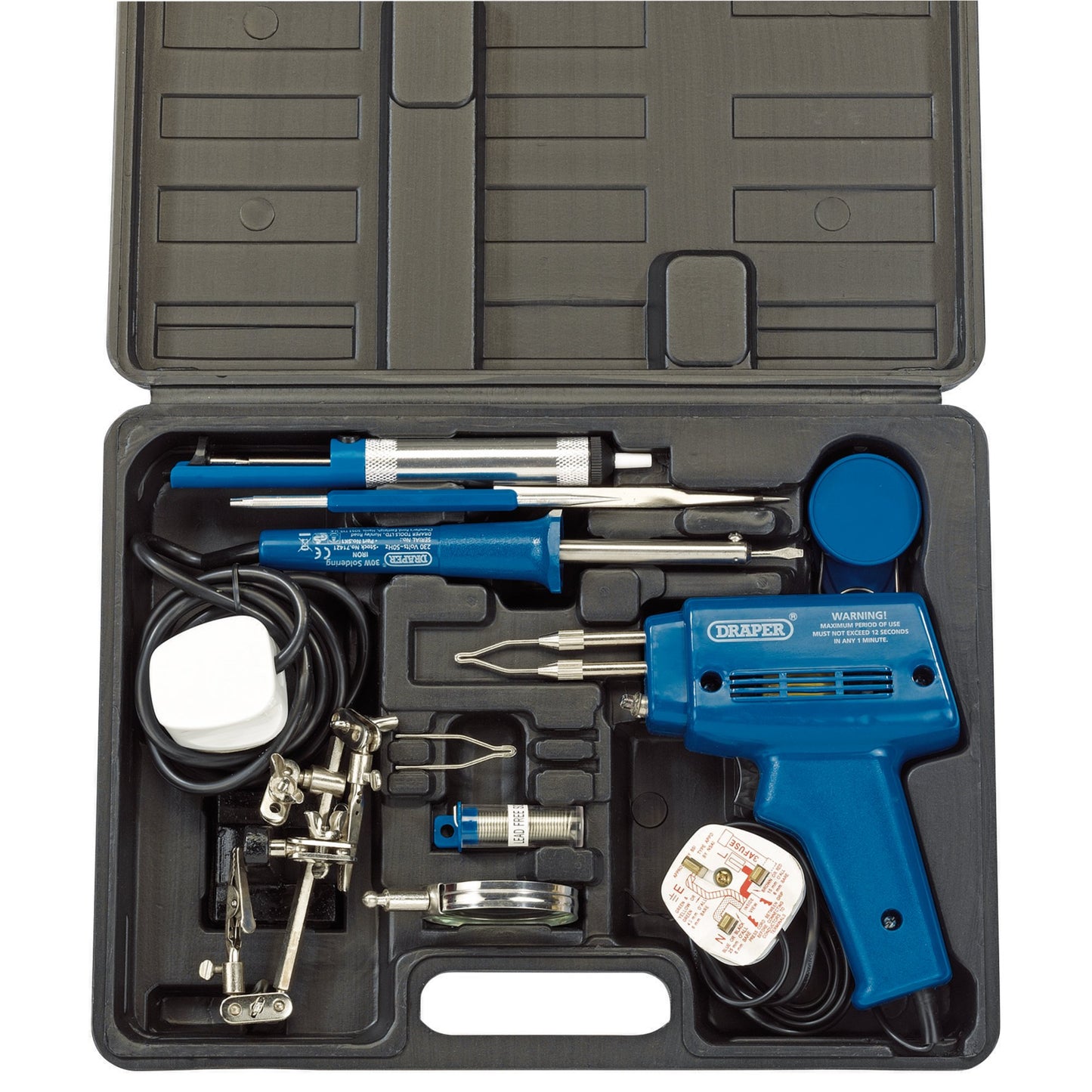 Draper 230V Soldering Kit 30W Iron 100W Gun With Accessories And Box 71421