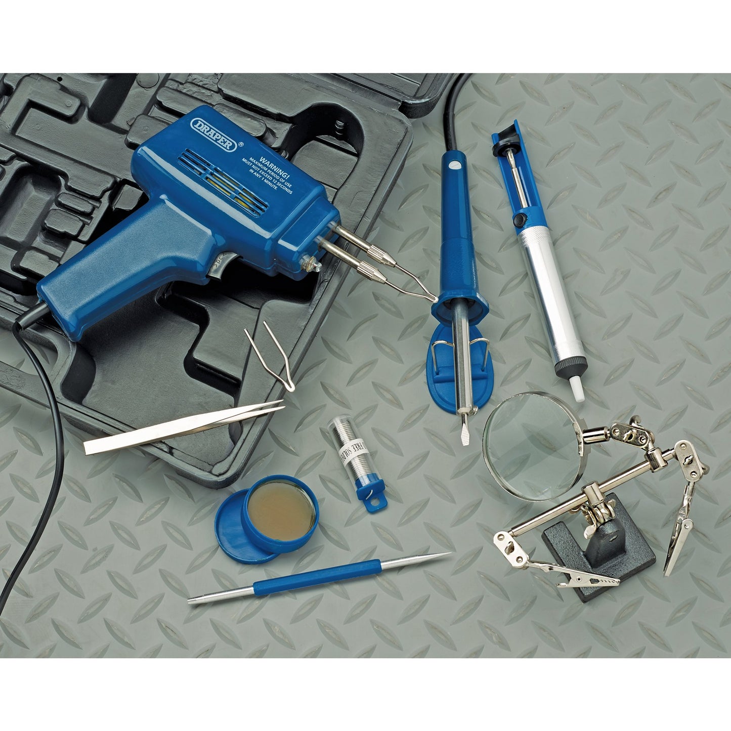 Draper 230V Soldering Kit 30W Iron 100W Gun With Accessories And Box 71421