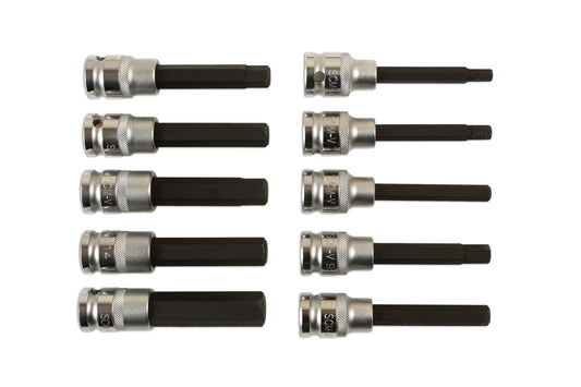 Laser Tools Long Hex Socket Bit Set 1/2"D 10pc 7162
