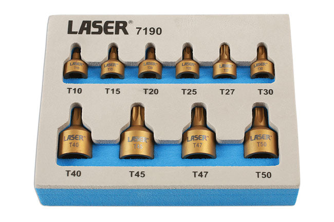 Low Profile Torx Bit Set 10pc for tight areas 1/4"D & 3/8"D