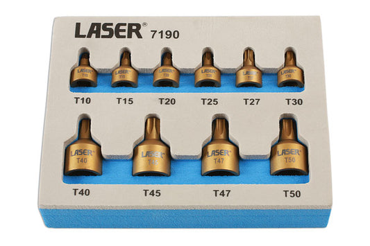 Low Profile Torx Bit Set 10pc for tight areas 1/4"D & 3/8"D