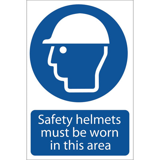 Draper Safety Helmet Sign Size 200 x 300mm 1mm PVC With Strong Adhesive 72053