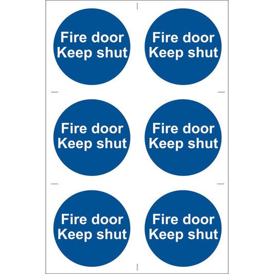 Fire Door Keep Shut' Mandatory Sign (Pack of 6)