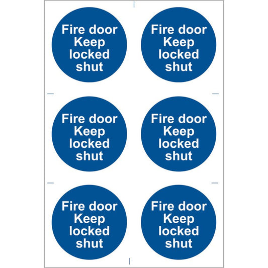 Fire Door Keep Locked' Mandatory Sign (Pack of 6)