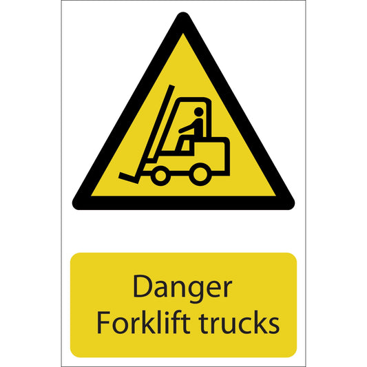 Draper Danger Forklift Trucks PVC Sign 200 x 300mm Adhesive On The Back 72360