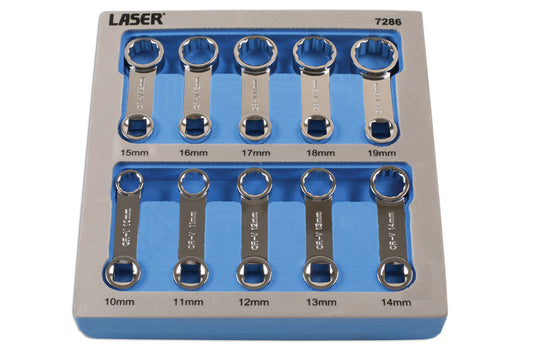 Laser Tools Torque Adaptor Set 3/8"D 10pc Bi-Hex Sizes 10 Thru 19mm 7286
