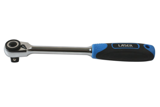 Laser 1/2"D Tools Micro Head Ratchet 72 Teeth Quick Release Satin Finish 7290