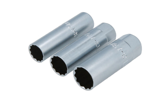 Laser Tools Metric Thin Wall Spark Plug Socket Set 3/8"D 3pc Rubber Inserts 7295