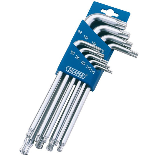 Draper Tor Star 1/2 Ball End Key Set 9 Piece T10 to T50 Satin Finish 73035