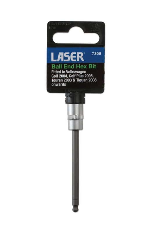 Laser Tools Ball End Hex Bit Socket 1/4"D 4mm 7305