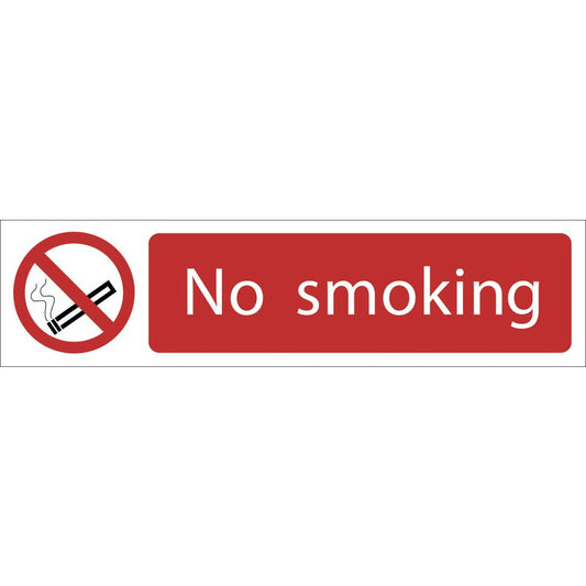 Draper No Smoking Prohibition Sign 200 x 50mm PVC With Strong Adhesive 73159