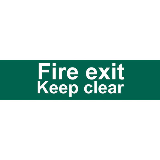 Draper Fire Exit Keep Clear Safety Sign 200 x 50mm PVC With Adhesive 73221