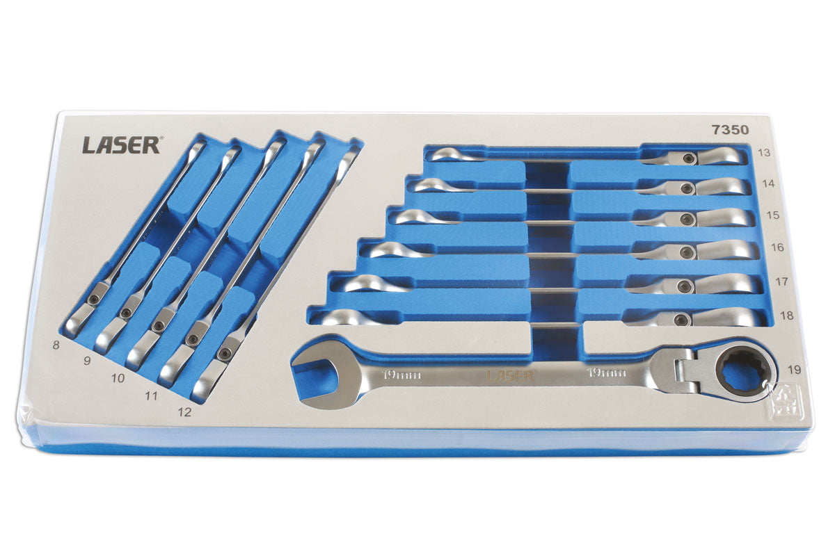 Laser Tools Flexi-Head Ratchet Ring Spanner Set 7350