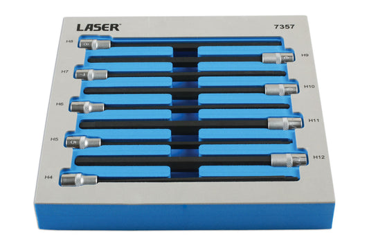 Laser Tools Extra Long Hex Socket Bit Set 3/8"D 9pc 7357