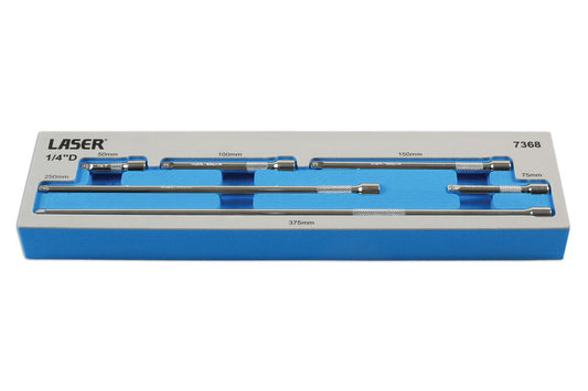 Laser Tools 1/4"D 6pc Extension Bar Set Knurled Grip In A EVA Foam Tray 7368