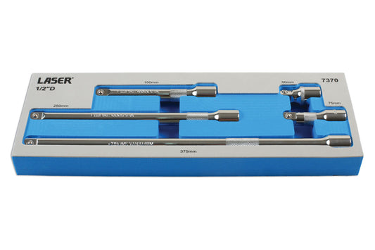 Laser Tools Extension Bar Set 1/2"D 5pc knurled In An EVA Foam Tray 7370