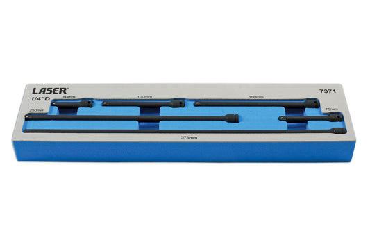 Laser Tools 1/4"D 6pc Impact Extension Bar Set Black In An EVA Foam Tray 7371