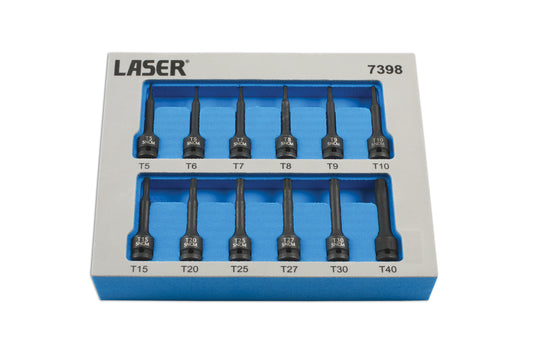 Laser Tools Impact Star Socket Bit Set 1/4"D 12pc 7398