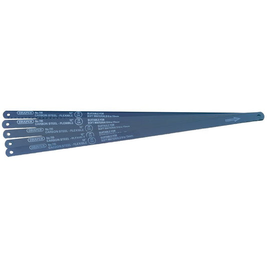 Draper Assorted Flexible Carbon Steel Hacksaw Blades 300mm 5 Pack 74118