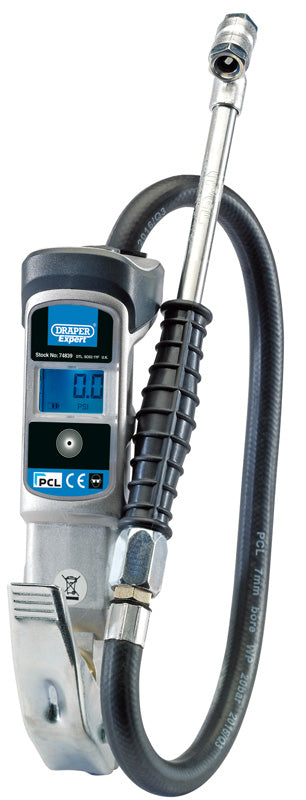 Draper Digital Gauge Air Line Tyre Inflator with Twin Connectors 74839