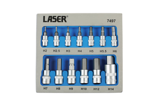 Laser Tools Security Hex Socket Bit Set 1/4"D, 3/8"D, 1/2"D 13pc 7497