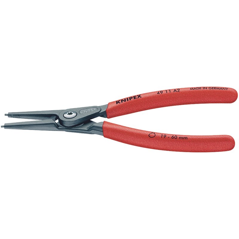 Knipex 180mm External Straight Tip Circlip Pliers 19 - 60mm Capacity 49 11 A2