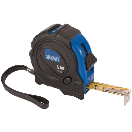 Draper Measuring Tape 5m 16ft x 19mm Locking button & belt clip 75299