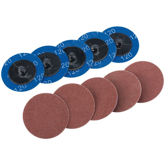 Draper Aluminium Oxide Sanding Discs 50mm 120 Grit 10 Pack 75611