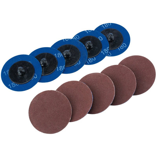 Draper Aluminium Oxide Sanding Discs 50mm 180 Grit 10 Pack 75612