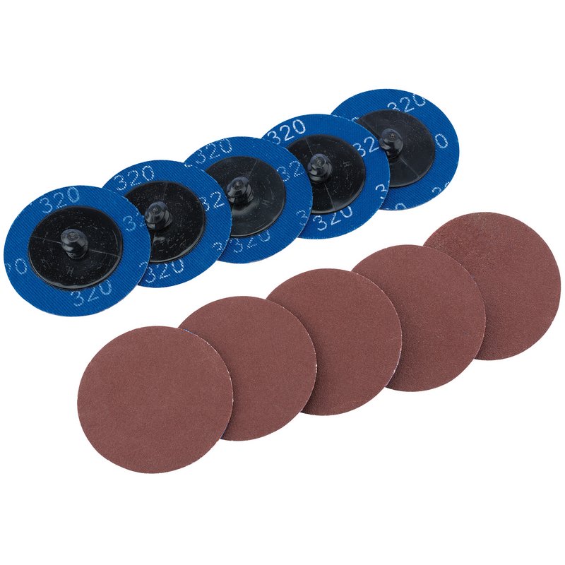 Draper Aluminium Oxide Sanding Discs 50mm 320 Grit 10 Pack 75614