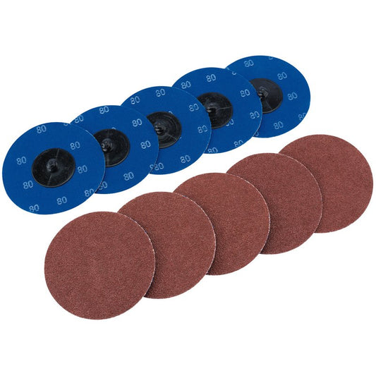 Draper Aluminium Oxide Sanding Discs 75mm 80 Grit 10 Pack 75616