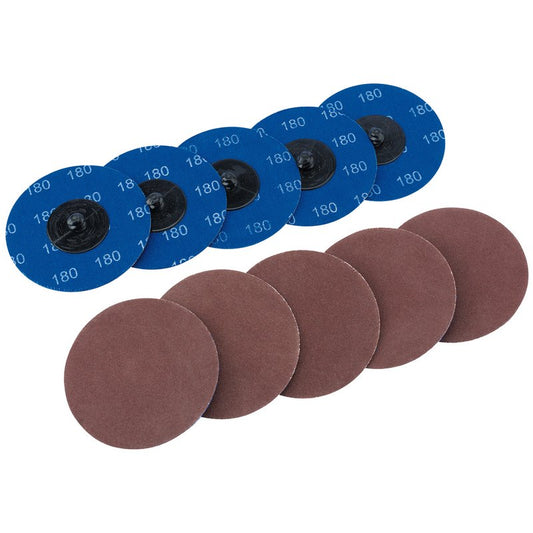 Draper Aluminium Oxide Sanding Discs 75mm 180 Grit 10 Pack 75618