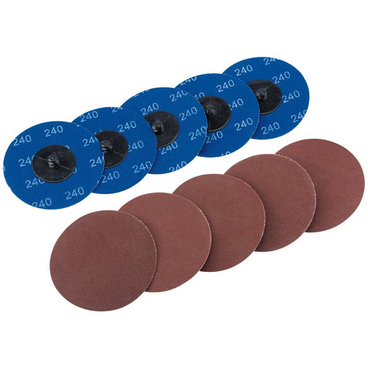Draper Aluminium Oxide Sanding Discs 75mm 240 Grit 10 Pack 75619