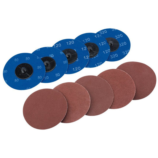 Draper Assorted Aluminium Oxide Sanding Discs 75mm 10 Pack 75621