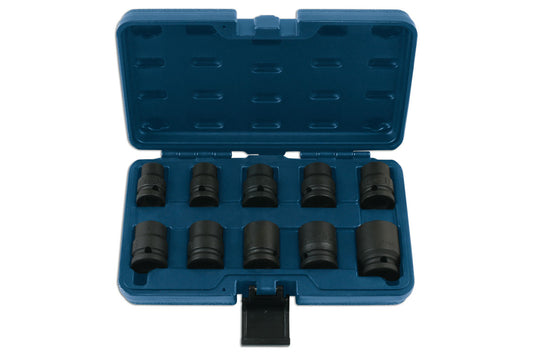 Laser Tools Metric Impact Socket Set 1/2"D 10pc Bi Hex Standard Length 7609