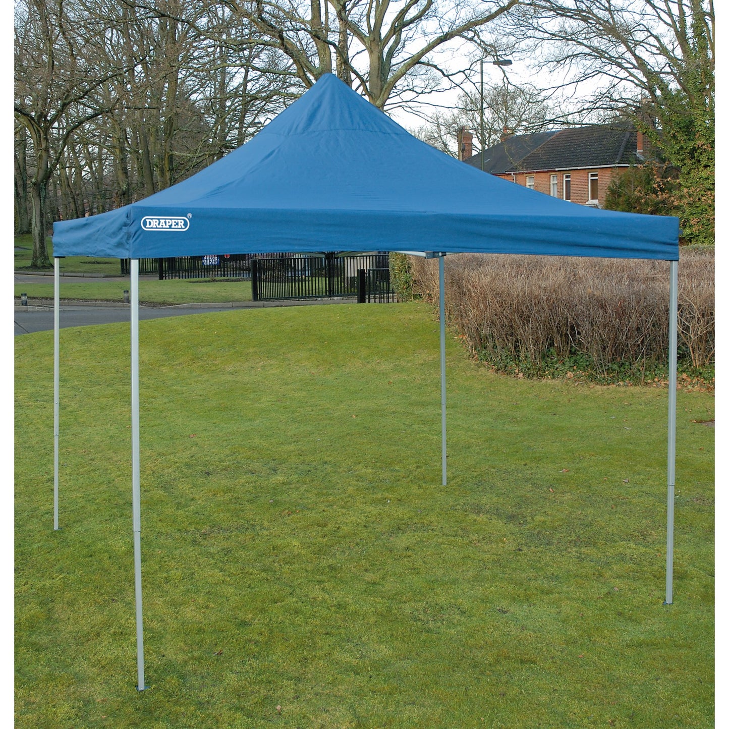 Draper Folding Gazebo 3 x 3m Blue Steel Legs & Frames Splashproof Material 76942
