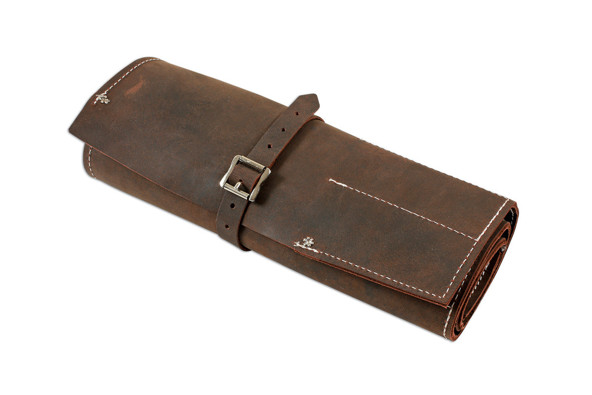 Gunson Leather Tool Roll Antique Finish 15 Pockets 77168