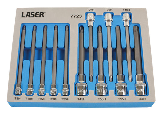 Laser Tools Long Tamperproof Torx� Socket Bit Set 1/4"D, 3/8"D, 1/2"D 7723